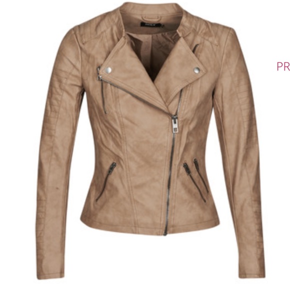 Brown Vegan Leather Moto Fall Jacket - Picture 1 of 14